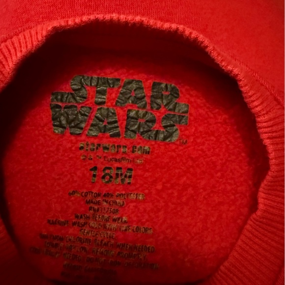 Star Wars Red Kids Sweatshirt with Baby Yoda Design size 18M - Picture 4 of 4